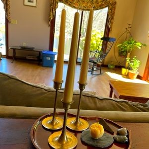 Handmade Beeswax taper candles set of 3